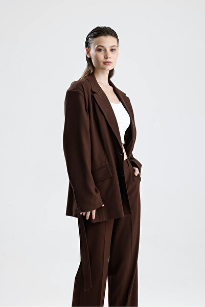 KIKU Kadın Kuşaklı Oversize Blazer Ceket