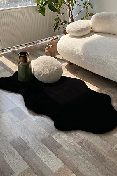 Aybek Rug Tavşan Tüyü Post Peluş Ultra Yumuşak Post Puffy Siyah
