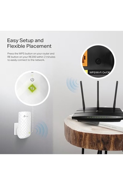 TP-LINK RE200 AC750 Dual‑Band Mesh Wi‑Fi Range Extender – 433 Mbps @ 5 GHz & 300 Mbps @ 2.4 GHz