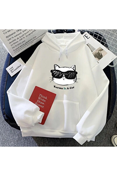 Tarzsokak Beyaz Eras Turu Karma Bir Kedi Hanorace Moda Hip Hop Kawaii Jachetă Ha