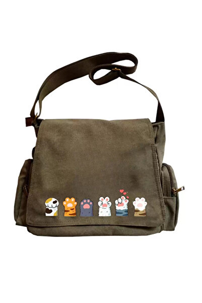 Gofeel Cute Cat Seriouse Baskılı Unisex Postacı Çantası