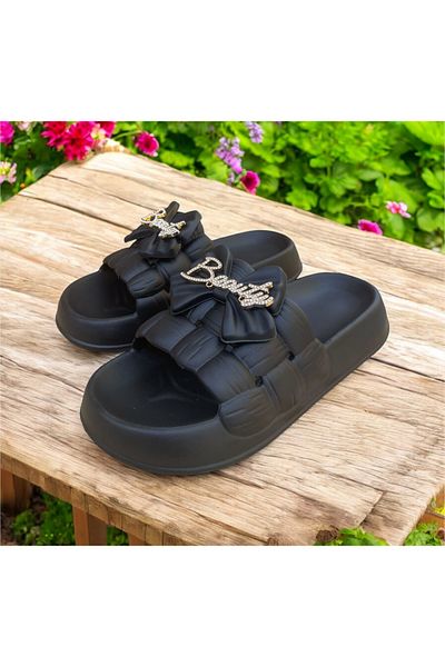 Hızlı Al Soft Sole Bow Slippers. Slippers Suitable for Beach Pool Garden Home Use