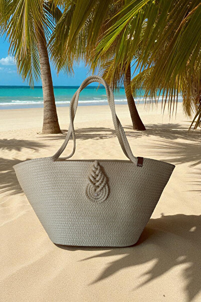 KAAN HOME TEKSTİL Bervace Colorful Self-Cord Strap Natural Looking Vegan Beach Bag or Daily Bag