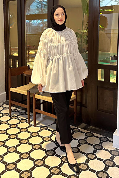 unika boutique Mini Çiçekli Kadın Tesetettür Gömlek