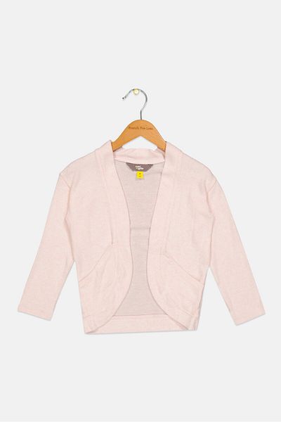 Rumi + Ryder Toddlers Girls Open Front Ribbed Long Sleeves Cardigan, Pink