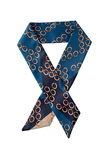 Seda Bijuteri وشاح باندانا باللون الأزرق الداكن موديل Ring