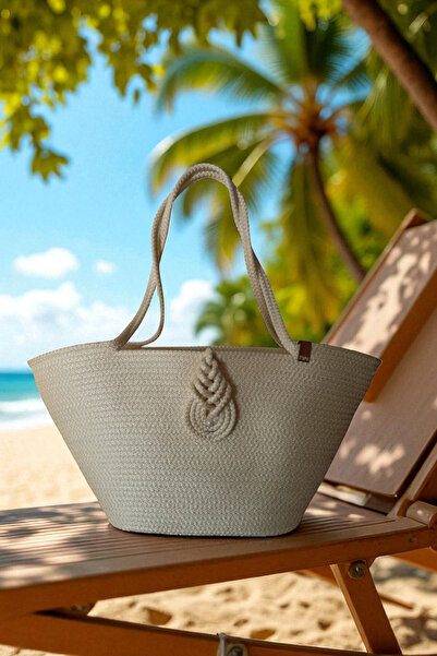 KAAN HOME TEKSTİL Bervace Colorful Self-Cord Strap Natural Looking Vegan Beach Bag or Daily Bag