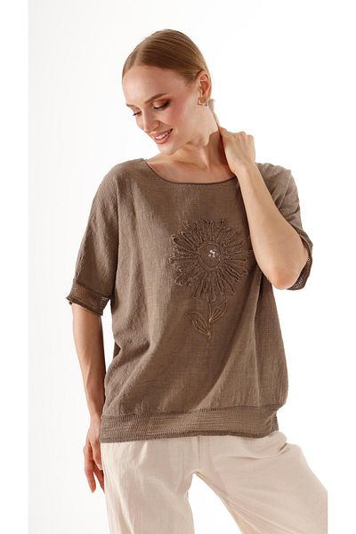 shE tekstil Sunflower Sequined Linen Blouse