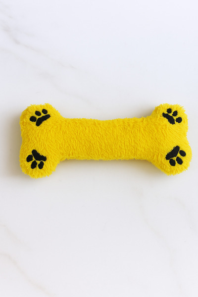 monox Wellsoft (Plush) Bone Shaped Paw Embroidered Dog Toy Standard Yellow