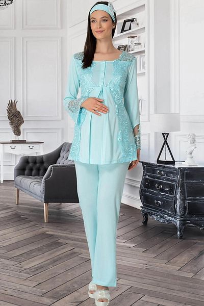 Mavelle Women's Lace Detailed Maternity Pajama Set 5015