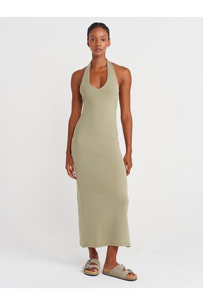 Dilvin 91476 Rochie Midi Halter Gât-Çağla