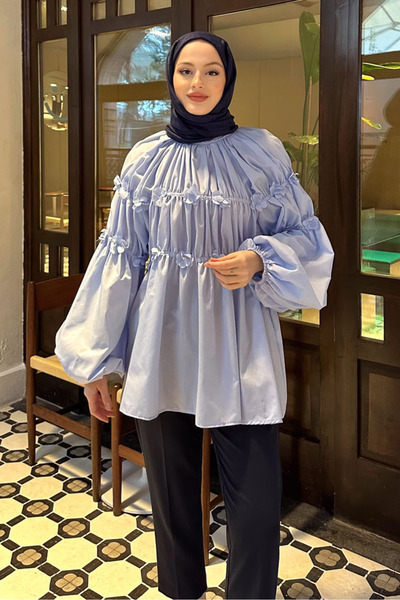 unika boutique Mini Çiçekli Kadın Tesetettür Gömlek