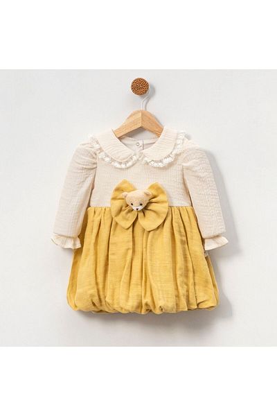 minicayzen Baby Girl Teddy Bear Muslin Dress