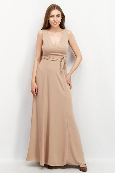 Maya Deluxe Women Plain Maxi Party Dress, Taupe Blush