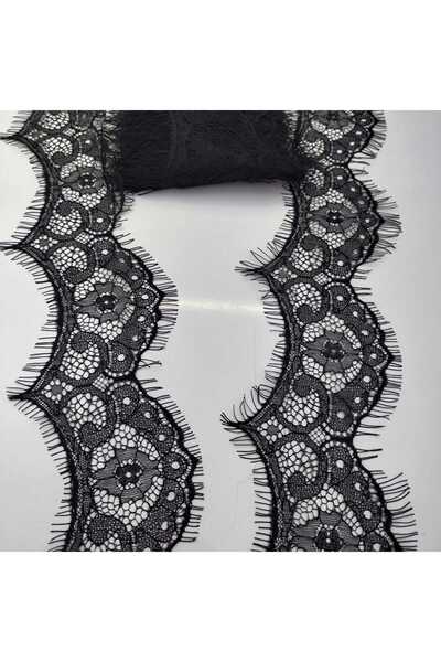 KARAASLAN Sakallı Dantel (KOD A209)ENİ 7,5-8 CM 1 ADET 3 Metre dir. Siyah -ŞI...