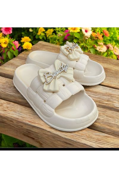Hızlı Al Soft Sole Bow Slippers. Slippers Suitable for Beach Pool Garden Home Use