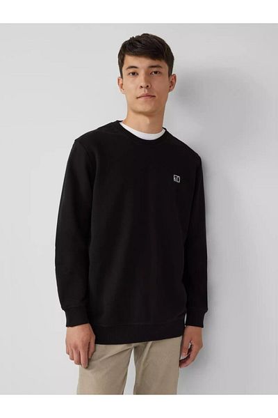 s.Oliver Men's blouse, with neckline at the base of the neck, logo, Black