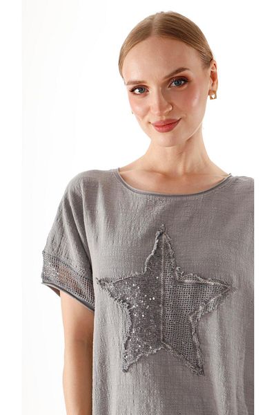 shE tekstil Starry Sequined Linen Blouse