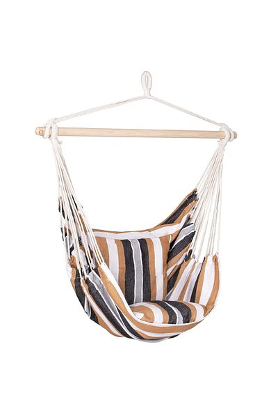 SERSIMO Hanging swing hammock for home or garden HM48, gray brown with pillows, 130x100cm, 150kg