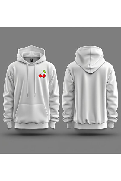 Sebesta Fashion نسخة - سويت شيرت أبيض بغطاء للرأس من القطن ثلاثي الخيوط مطبوع...