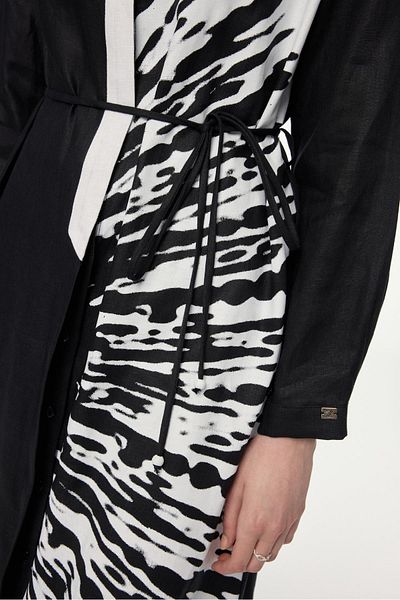 Zühre Judge Collar Patterned Long Black Tunic T-1584