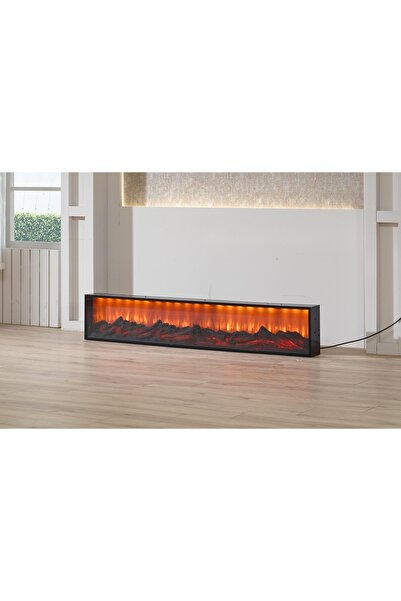 LORA MOBİLYA Dekoratif Elektrikli Yapay Şömine 135x30x15 - Kumandalı Şömine
