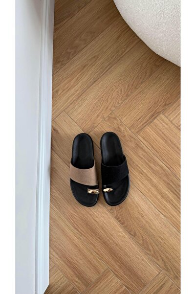 Eataly Shoes Flip Flop Ring Detailed Leaf Tape Slippers Mink