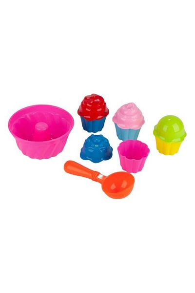 OEM Set Forme pentru Briose de Nisip, Lingura inclusa, 6 Piese, Plastic, Multicolor