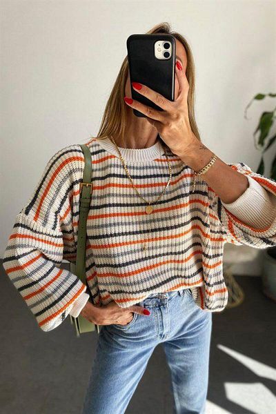Fox Life Kids Women's Striped Thessaloniki Knitted Colorful Sweater