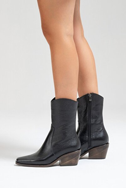 Zeynep Sıradağlı Farly Δερμάτινες Γυναικείες Μπότες Μαύρες