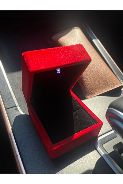 ArtBDesign Kırmızı Kadife Işıklı Yüzük Kutusu