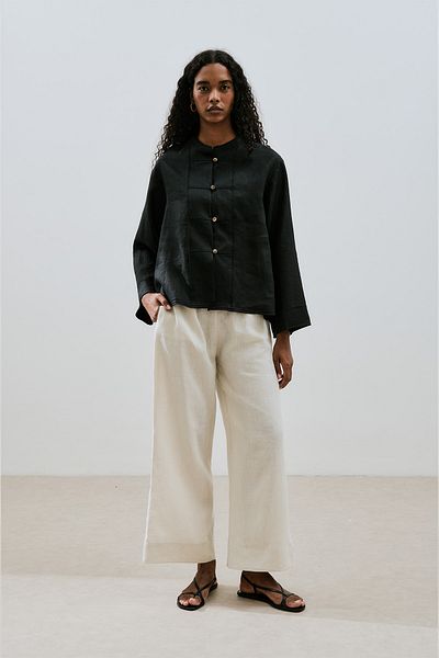 Manuka Linen Front Buttoned Shirt Stone