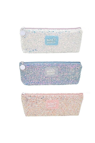 OEM Penar școlar, geantă cu paiete și sclipici, diverse culori, 20x8x3,5 cm