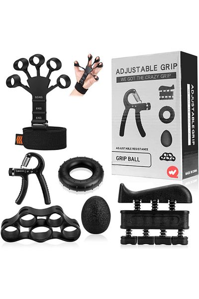 WEBYO Set 6 Flexoare pentru Exercitii Antebrat, Degete si Palma, Dificultate reglabila 5-60 kg, Kineto