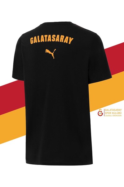 Galatasaray Оригінальна ліцензована чорна футболка з круглим вирізом 5 зірок Gs Aslan Bas