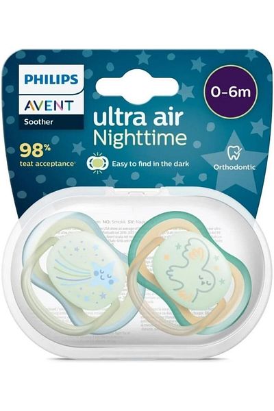 Philips لهاية أفنت ألترا إير للبنات من عمر 6 إلى 18 شهرًا × 2 | تتوهج في الظلام، خالية من مادة BPA، مناسبة للأطفال من عمر 6 إلى 18 شهرًا