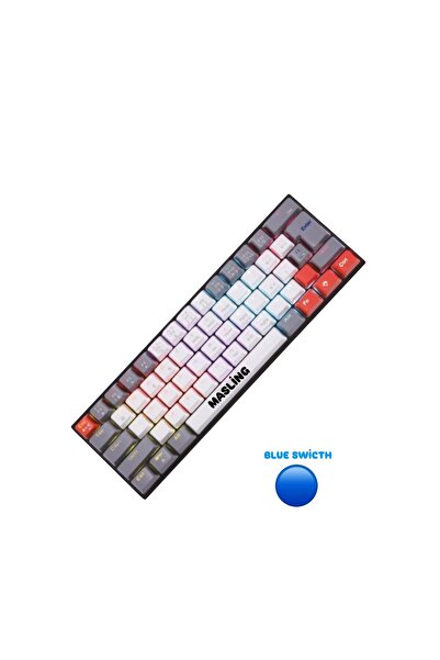 SNEXPRES Beyaz Mekanik Kablosuz Blue Switch Rgb Işıklı Gaming Sarjlı Q Klavye