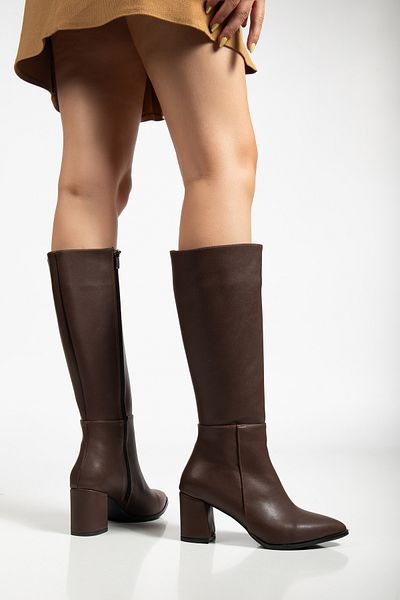 Entella Store Pointed Toe Heeled Bitter Brown Boots
