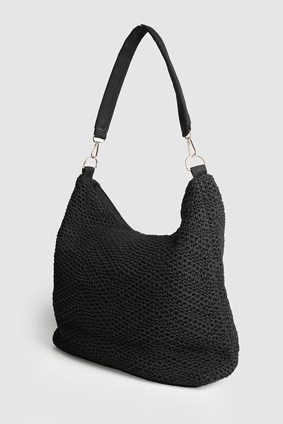 La La'Graccio Paris La'Graccio Paris Laco Large Size Knitted-Wicker Shoulder Bag Knitted Black