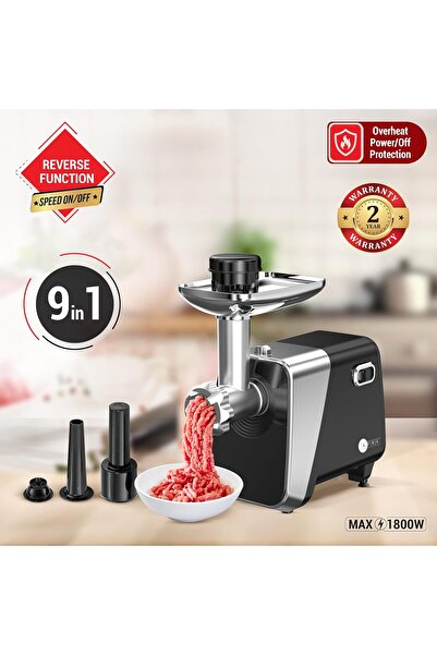 Afra Meat Grinder, 1800w, 2kg Capacity, Aluminum Construction, Stainless Steel Cross Knife, food sto