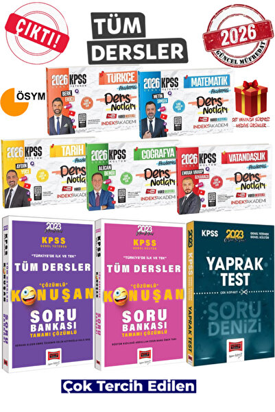 İndeks Akademi 2026 İndeks Akademi KPSS Ders Notları Seti+Yargı GY Soru Banka...