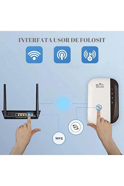 MNS Adaptor WiFi cu amplificator de semnal de 300 Mbps, releu dual mode și punct de acces, buton WPS pentru criptare rapidă.