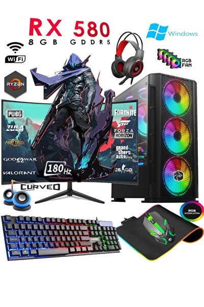 Apphirex Tc80 Ryzen 5 5500 16gb Ram 512gb Nvme M2 Ssd Rx580 8gb 24'' 180hz Cu...