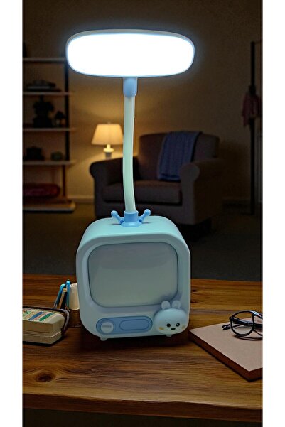 FAMEMUS ACCESSORY Tv Görünümlü Masa Üstü Gece Lambası Mavi Renk