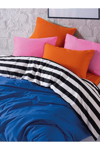 Cozy Home Set cuvertură de pilota cu cearșaf dublu Popping Colors Dusk Blue 180x200