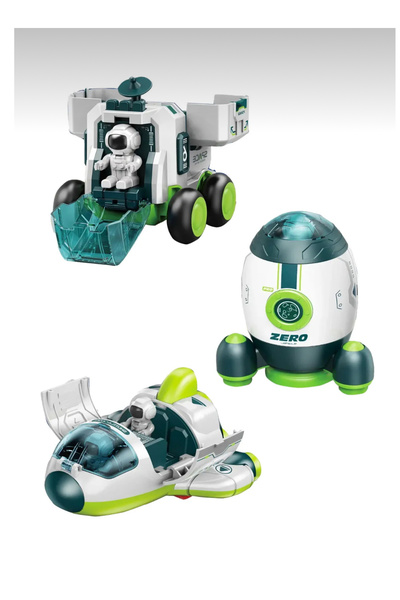 Vardem Sürtmeli Astronotlu Uzay Arabası Uzay Roketi Uzay Mekiği 3 lü Uzay İst...