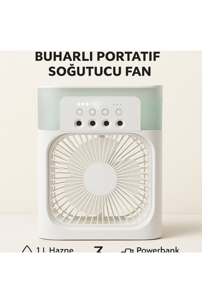 maisone home Buharlı Portatif Soğutucu Fan – 1 L Hazne, 3 Kademe, Powerbank Uyumlu