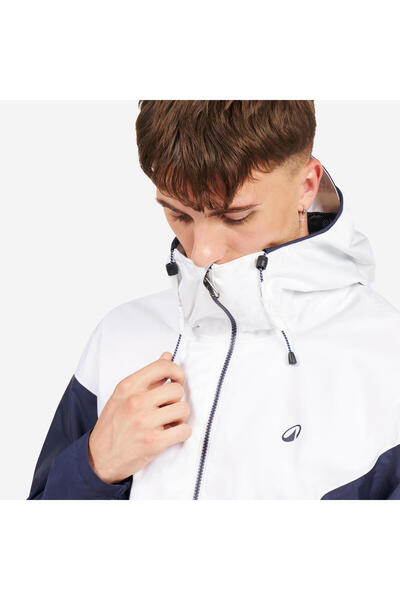 Decathlon Erkek Rüzgar Kesen Yelkenli Yağmurluğu - Lacivert/Beyaz - 100