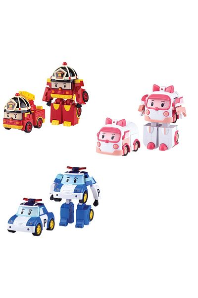 Robocar Poli Licensed Robocar Transformers Transforming Robot Figure Set of 3 - Poly Amber Roy