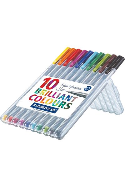 Staedtler 334 Sb10 Triplus Fineliner 0.3 mm Set of 10 Pens – Fine Tip – Colorful – Made in Germany